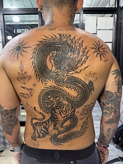 Thai dragon tattoo bamboo